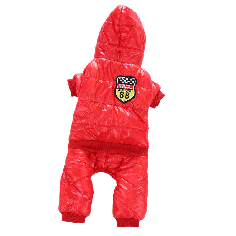Pet Dog Cat Hoodie Jacket Winter Warm Windproof Costume Coat Red