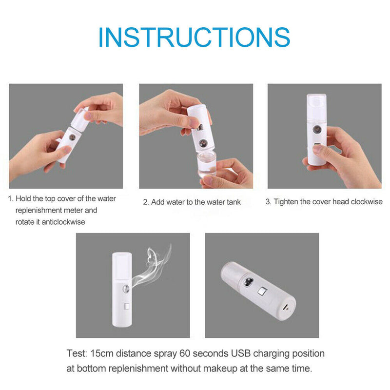 30ml USB Charging Face Steamer Portable Nano Facial Sprayer Mist Humidifier