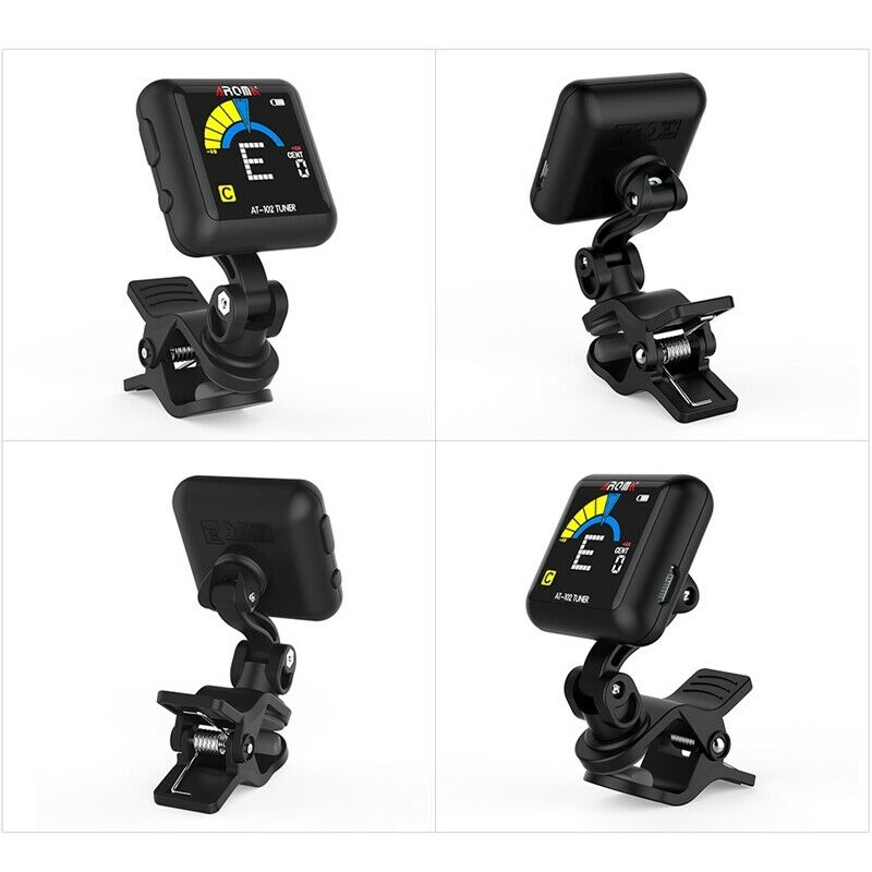 Aroma At-102 Rechargeable Clip-On Guitar Tuner Color Screen With Built-In B