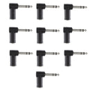 3 Pole 90 degree 6.35mm Male to 3.5mm Female Plug Audio Adapter 10 Pack