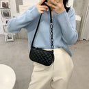Fashion Lattice Pattern Women Handbag Chain Shoulder Underarm Bag (Black)