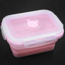 1X(Pink Food Grade Silicone Lunch Box Folding Eco-Friendly Food Container B