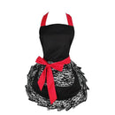 Black Lace Flirty Apron with Pocket, Fun Retro Sexy Kitchen Cooking Pinup A U8H9
