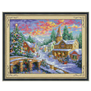 Stamped Cross Stitch Kits With Printed Pattern - Winter Village, for Embroidery