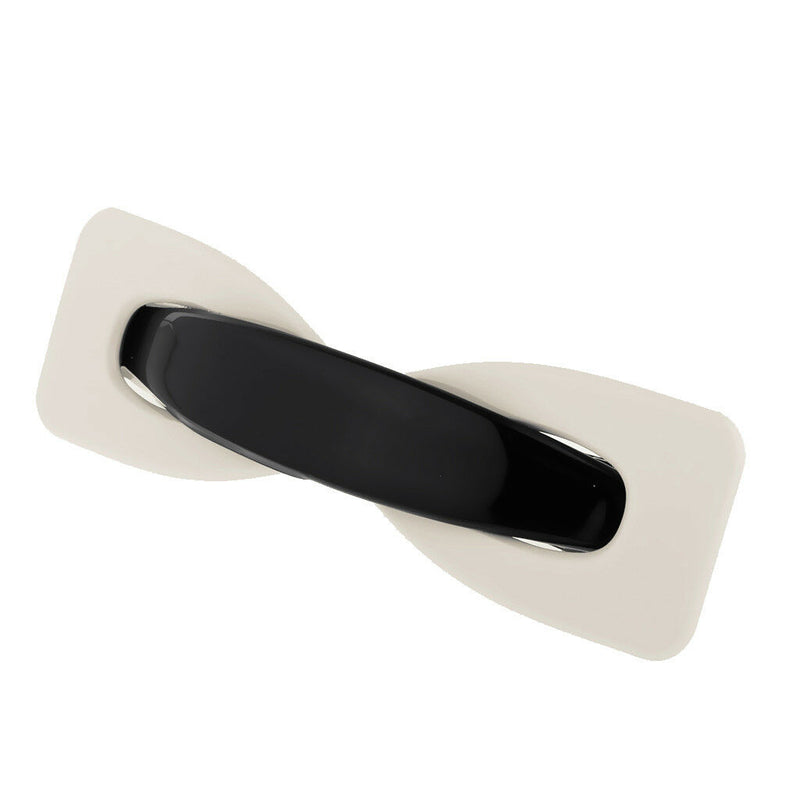 Black and White Spring Fastening Barrette Grips Ponytail Hair Clips Clamp