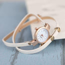 Women's Fashion Leather Rhinestone Analog Quartz Wrist Watches White A
