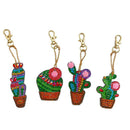 4pcs DIY Full Drill Diamond Painting Special Shaped Cactus Keychain Jewelry