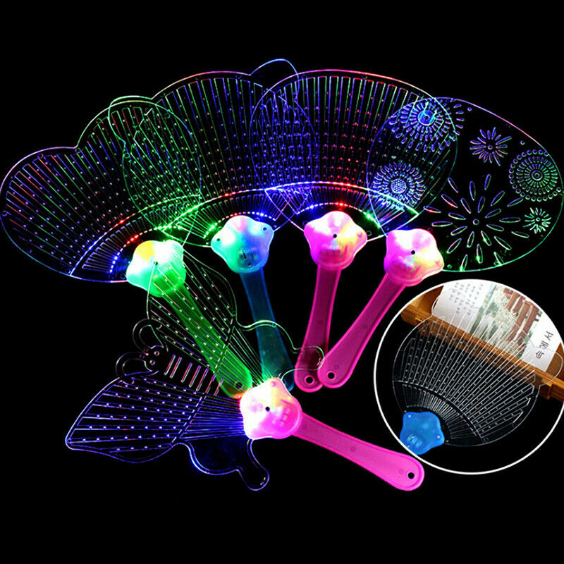 1Pc Luminous kids LED fan lighting up toys children flashing party props gif_ly