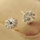 Women Stud Earrings Spherical Stud Earrings Vogue Crystal Flower Stud Earring JR