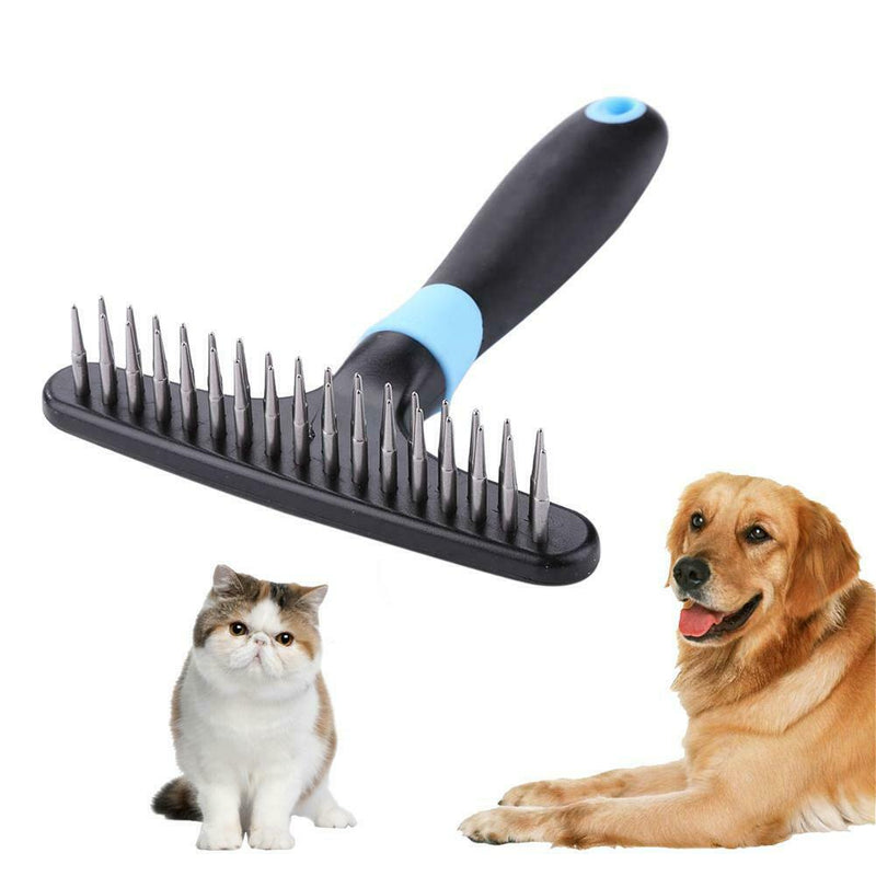Double Row Stainless Steel Pins Dog Rake Deshedding Dematting Brush Comb