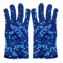 Woman Full Finger Sequins Show Jazz Dance Gloves Mittens (Blue) R6Y2