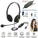 USB Wired Headset Computer Headphone+Microphone Noise Cancelling For PC Laptop_