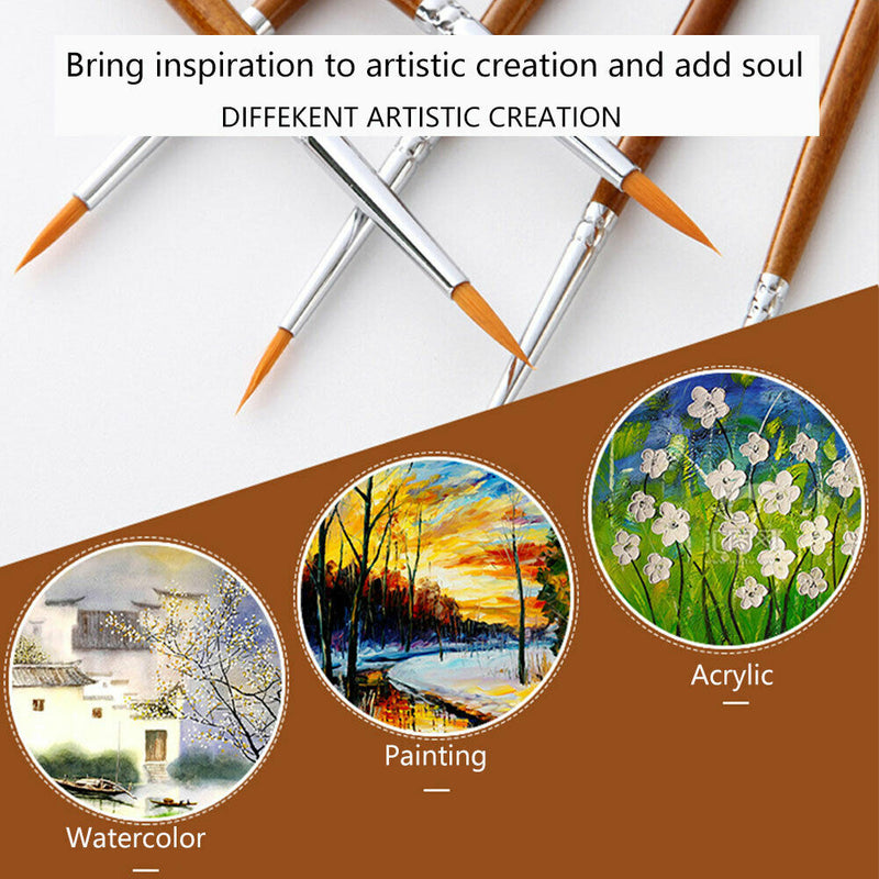 7pcs Detail Liner Paint Brush Set Students Acrylic Painting Art Supplies Gouache