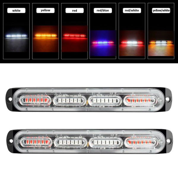 2PCS Car Truck LED Warning Hazard Strobe Flashing Lamp Bar Beacon White
