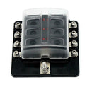 8-Way Blade Fuse Box Fuse Block Holder with Fuses for 12V 24V Car Marine