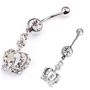 Crown Charm Rhinestone Body Piercing Jewelry Belly Button Ring Navel Jewelry FT
