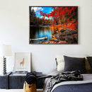 5D Fall Leaves Lake DIY Diamond Embroidery Painting Full Drill Cross Stitch
