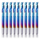 10Pcs Nano Blue Coat Flat Nose End Mill CNC Router Bits, 1/8 Inch Shank Spi