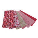 6Pcs Red Floral Cotton Fabric Bundle Upholstery Charms Quilt Fabric Offcuts