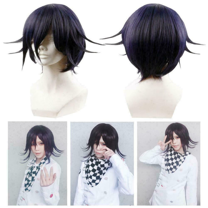 For Danganronpa V3 Ouma Kokichi Anime Short Gradient Costume Hair Wig Cospl T8W7
