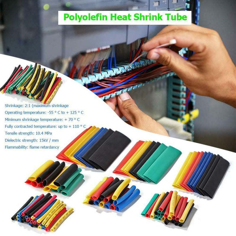 164pcs Flame Retardant Polyolefin Heat Shrink Tube Insulated Sleeve Kit A