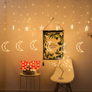 LED Curtain String Light 8Mode Star Moon Fairy Night Light  (EU Warm Light)