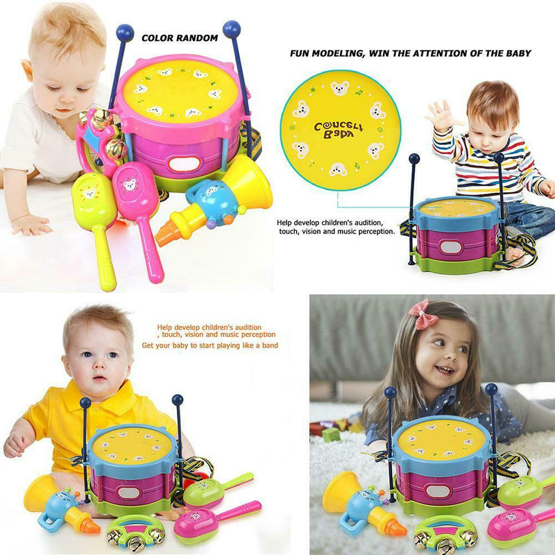 5pcs/Set Plastic Drum Musical Instruments Band Kit Music Toys for Children