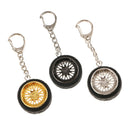 Car Key Ring Creative Wheel Rim Hub Design Chain Keyfob Pendant Golden