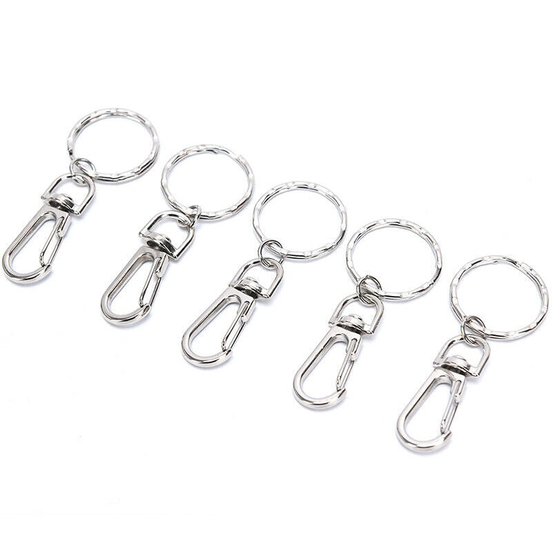 10X 25mm Keyring Ripple Lobster Clasp Keychain Short Chain Split Ring DIY F Hn