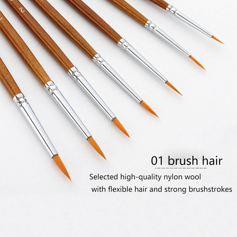 7pcs Detail Liner Paint Brush Set Students Acrylic Painting Art Supplies Gouache