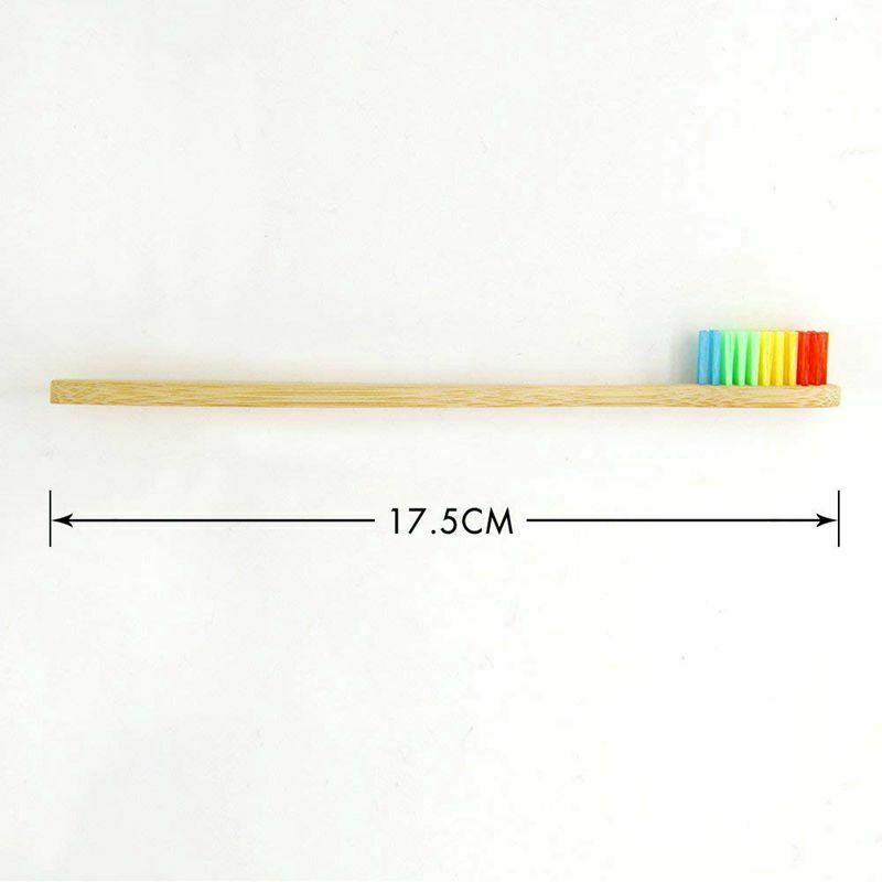 Natural Bamboo Toothbrush Made with Rainbow Nylon Infused Bristles in Recyc D7X5