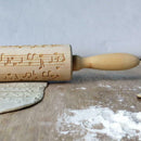 Musical Note Wood Embossing Rolling Pin DIY Baking Cookies Engraved Stencil