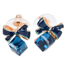 Blue Crystal Rhinestone Enamel Bow Ear Stud Bowknot EarringsGift Women JewelryBX