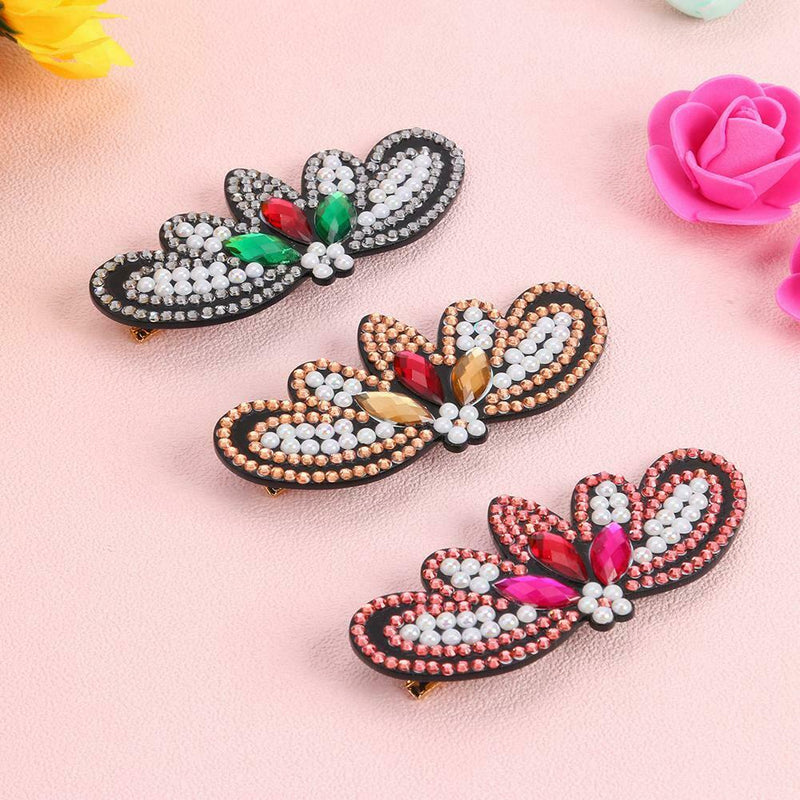 3pcs Butterfly Rhinestone Hair Clip DIY Crystal Bowknot Barrettes (Style 2)