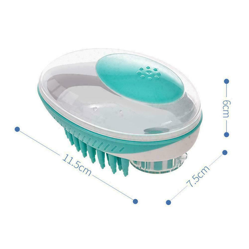 Silicone Pet Shower Massage Brush Shampoo Dispensing Brush Comb Pet Bath Q3F9