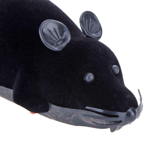 Wireless Electric RC Flocking Rat Toys Pet Cat Remote Control Mouse (Black) A#S