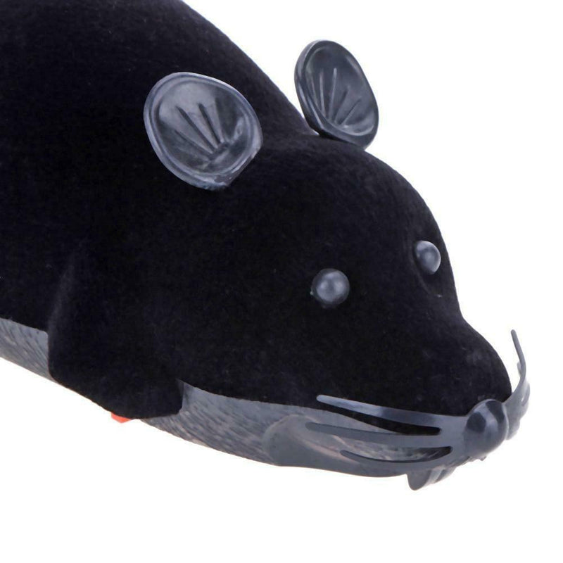 Wireless Electric RC Flocking Rat Toys Pet Cat Remote Control Mouse (Black) A