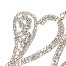 Heart-Shaped Rhinestone Crystal Drop Earrings Women Wedding Ear Jewelry  A