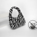 Women Winter Fur Handbag Plush Soft Shoulder Underarm Bag (White Zebra)