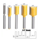 5Pcs Flush Dual Blade Woodworking Milling Cutter Router Bit -1/4'' Shank