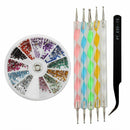 3 in 1:2400 Piece Rhinestones ,Nail Art Tweezer for Rhinestones,and 5X2 Way K7G9