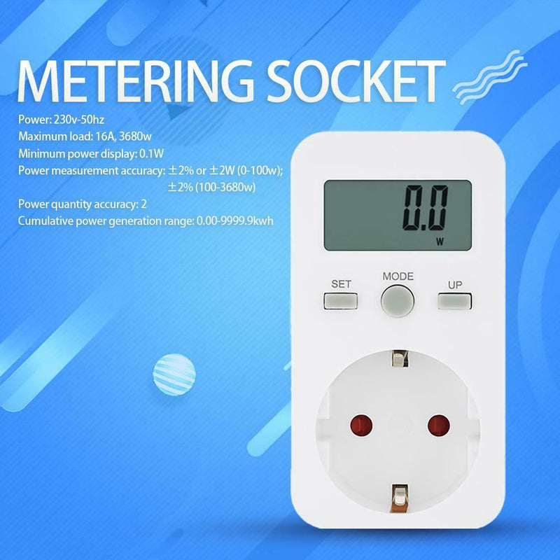 Digital Wattmeter LCD Energy Monitor Power Meter Usage Monitoring Socket EU