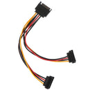 90 degree SATA 15-Pin Male to 2 x 15P Female Y Splitter Adapter Power Cable Dz