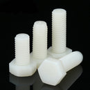 50pc M5 x (8-50mm) White Plastic Nylon Hexagon Head Cap Set Screw Hex Bolt Kit