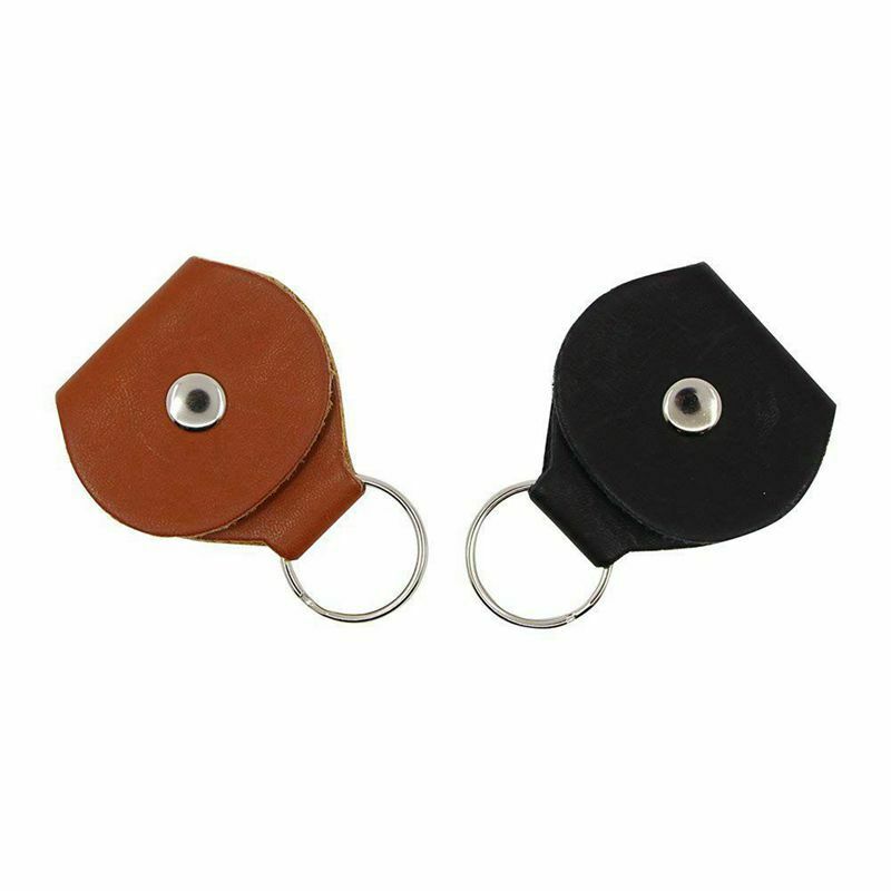 Guitar Picks Holder Case - Leather Keychain Plectrum Key Fob Cases Bag (2 P