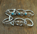 Wholesale 6 Pcs Turquoise Arrow Moon Statement Midi Rings Set Women Jewelry