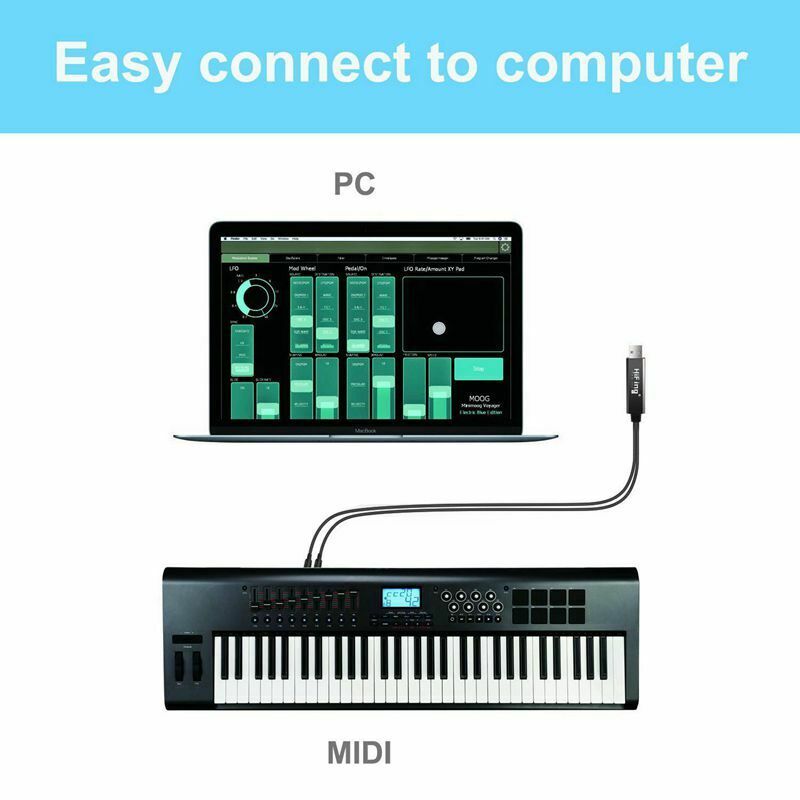 HiFing USB IN-OUT MIDI Interface Converter/Adapter with 5-PIN DIN MIDI Cabl