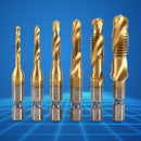 6 PCS M3-M10 1/4" Composite Hex Shank HSS Metric Screw Thread Tap Drill Bits Set