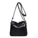 Hit Color Shoulder Messenger Handbags Women Leather Crossbody Bags (Black)