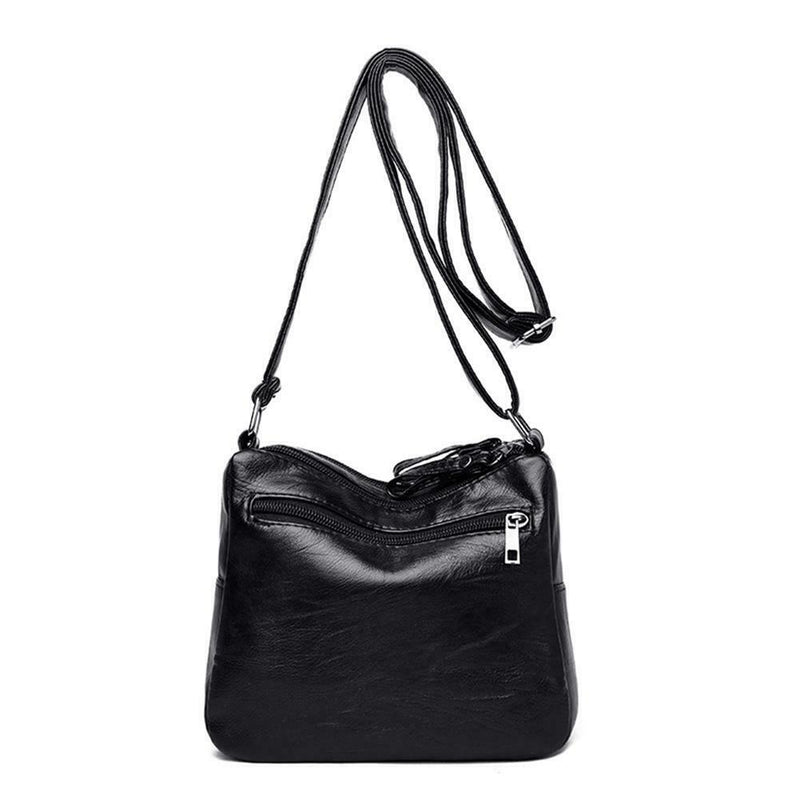 Hit Color Shoulder Messenger Handbags Women Leather Crossbody Bags (Black)